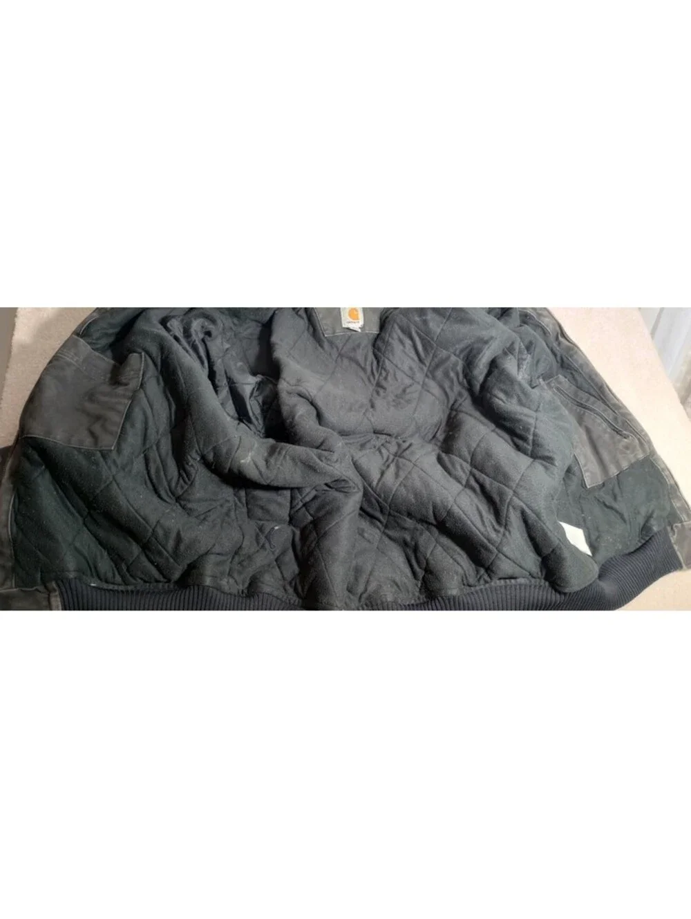 Vtg Carhartt Jacket 101228 BANGSTON Lined Men's Corduroy Collar Distressed Gray